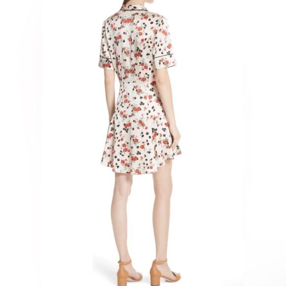 A.L.C. Ruthie Silk Mini Cream Pink Dress Floral Stretch Size 2 - Picture 9 of 15